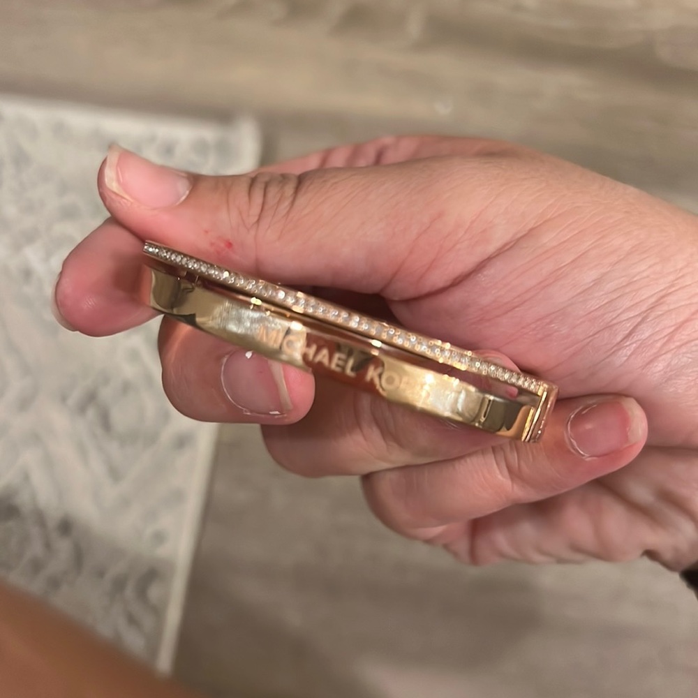 Michael Kors Gold Cuff with Crystals